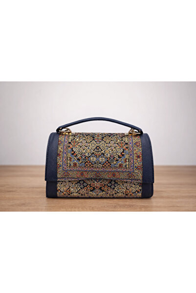 Elen Patterned Women's Hand & Shoulder Bag - Dark Blue Classic Design