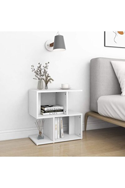 vidaxl Bedside Cabinet White 50x30x51.5 cm Engineered Wood