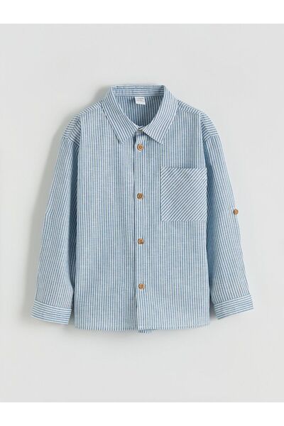 LC Waikiki LCW Детска риза за момче от смесен лен на райета