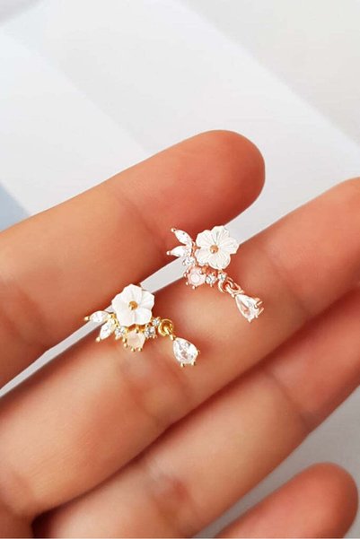 arcina jewellery Flower Mini Drop Earrings - 925 Sterling Silver