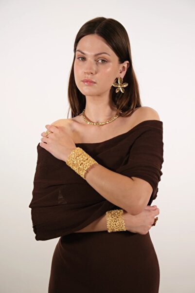 OneArjethnic Altın kaplama modern kalın kelepçe