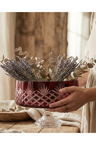 AKDEN STORE Cutting Decoration Handcrafted Mercury Beliz Series Glass Bowl