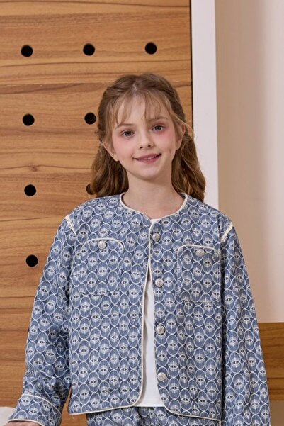 Alesaei-mondo tondo بلوزه بناتي ابيض مع ستره 7156