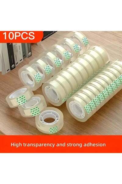 Generic 10 Rolls of Tape - High-Quality Transparent Tape, Compatible with Tape Dispensers.