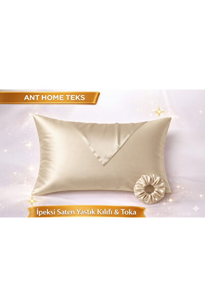 ANT HOME TEKS Mini Set Tekli İpeksi Saten Yastık Kılıfı + Toka Kıvırcık ve Dü...