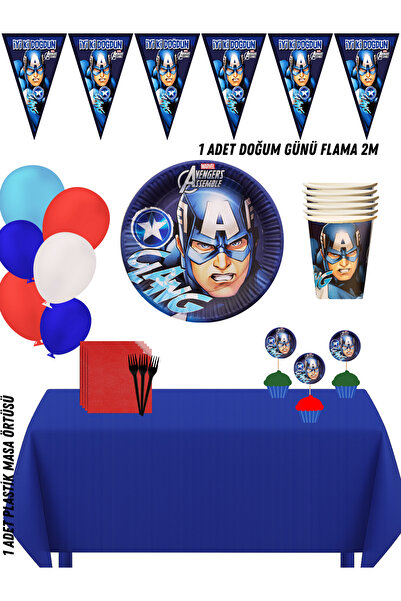 HAPPYLOOPPARTY Kapetan Amerika Set dekoracija za rođendansku proslavu za 8 osoba