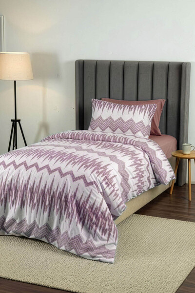 FAVORA Lunex Single Duvet Cover Set with Elastic Sheets - Purple