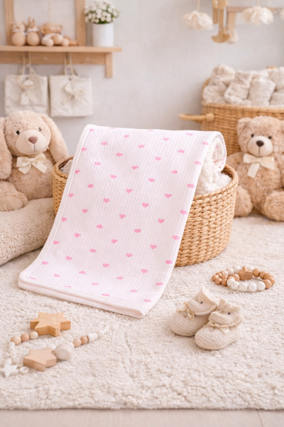 tinitins Single Layer Heart Printed Report Baby Blanket