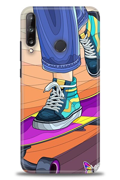 Rulet Aksesuar غطاء متوافق مع هاتف هواوي P40 Lite E HD مطبوع + واقي شاشة سيرا...