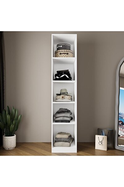Bimossa KA1040 GOSS 45 cm Kapaksız Raflı Gardırop, Açık Giyinme Dolabı, Beyaz...