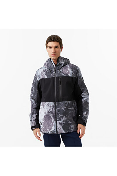 Quiksilver Sycamore Printed Erkek Gri Kayak Montu