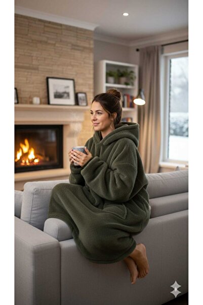 SUERTO Wellsoft Kapşonlu Giyilebilir Tv Battaniyesi Unisex Oversize HAKİ ( 1 ...