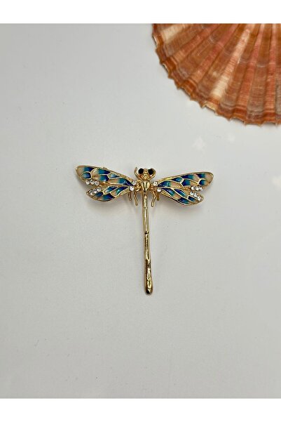 BYYEŞO Zirkon Taş Detaylı Sevimli Yusufçuk Broş Mavi