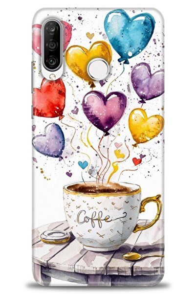 Rulet Aksesuar غطاء متوافق مع هاتف هواوي P30 لايت HD مطبوع - غطاء سيليكون بتص...