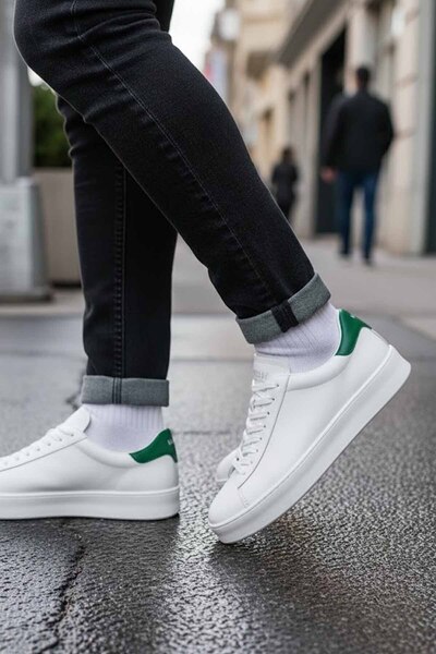 Lufian Men's Leather Sneaker Shoes White/Green