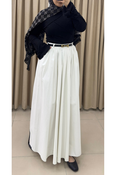 By esma eser Belted Skirt - Ecru