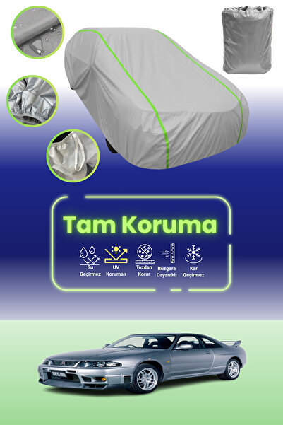 Dokaca Neo غطاء حماية للسيارة باللون الرمادي النيون قماش مجدّل نيسان سكايلاين جي تي آر (R33) 1995 - 1998 متوافق مع غطاء حماية السيارة