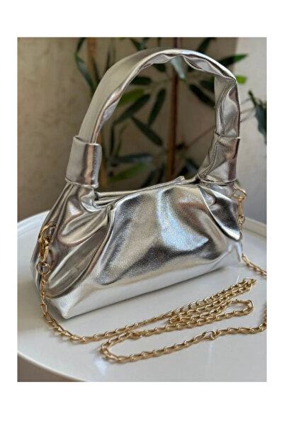 Chakran Bag Kadın Gümüş Mini Zincirli El Ve Omuz Çanta