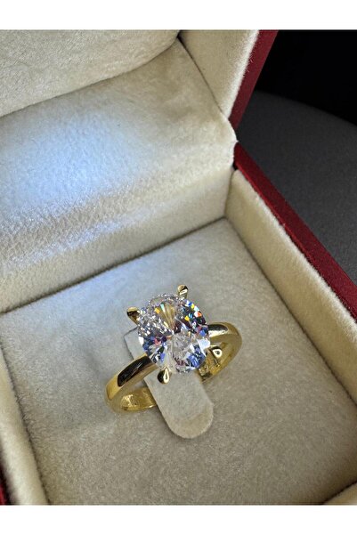 vogutima Kadın Gümüş Yüzük - Oval Kesim Effective Diamond Gold 1 Crt • Işıklı...