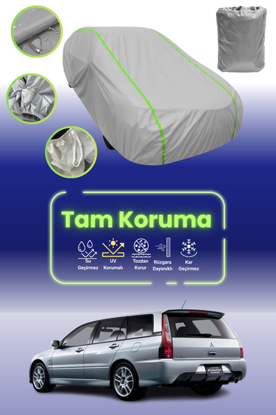 Dokaca Neo غطاء حماية للسيارة من القماش الرمادي اللامع قماش مجدّل متوافق مع سيارة ميتسوبيشي لانسر 8 واجون