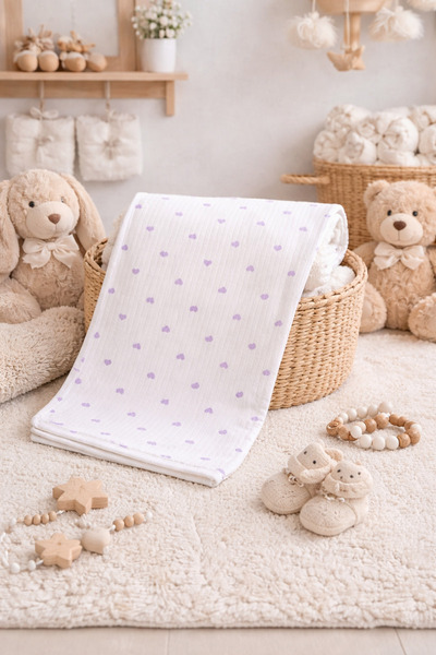 tinitins Single Layer Heart Printed Report Baby Blanket