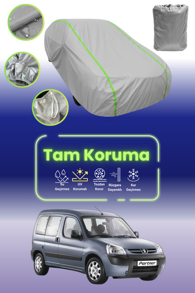 Dokaca Neo غطاء حماية للسيارة من القماش الرمادي النيون قماش مجدّل متوافق مع سيارة بيجو بارتنر