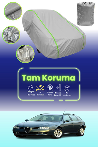 Dokaca Neo غطاء حماية للسيارة باللون الرمادي النيون قماش مجدّل ألفا روميو 156 سبورت واجن 2003 - 2005 متوافق مع غطاء حماية السيارة