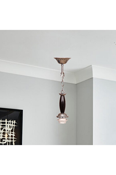 Temiz Metal Ahşap Siyah Sarkıt Avize Asma E27 Duy Tesisatı Tij Duy Takımı Tekli Avize Lamba Tesisatı