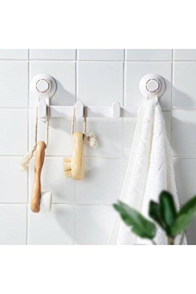 Arabest Bath Towel Rack with 4 Hooks, No Drill Sucker Wall Mounted, Removable Heavy-Duty Towel Rack