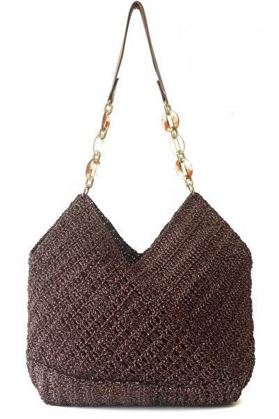 Lume Store El Yapımı Kağıt İp Günlük Hasır Tote Omuz Çantası Handmade