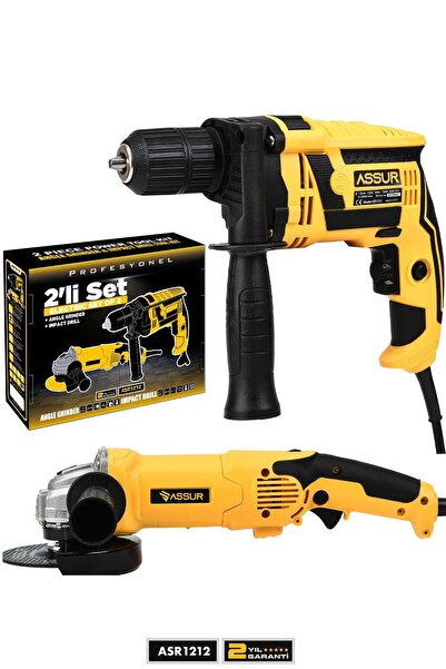 ASSUR Profesyonel Elektrikli 2'li Set Matkap,Taşlama