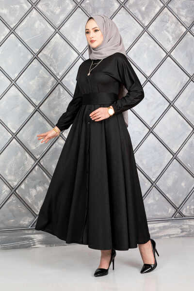 EBRUTESETTÜR Buttoned Belted Hijab Dress