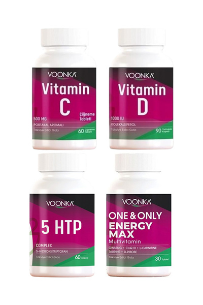 Voonka Supplement Set 5 Htp + Vitamin C + One&Only Energy Max + Vitamin D