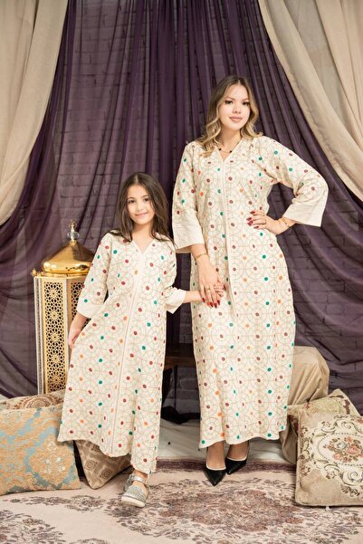 AFandina جلابية أم وبنت الحصري بنقشة مميزة | أناقة العائلة SM -32