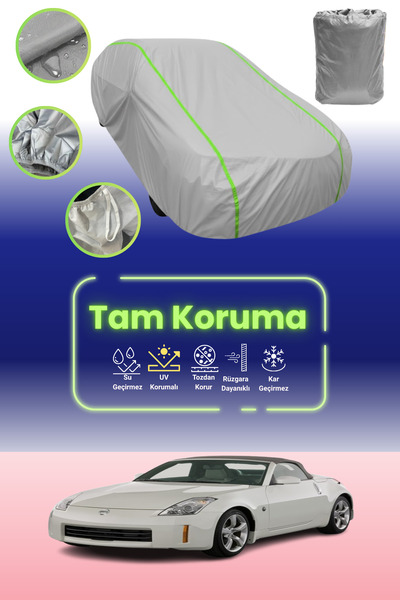 Dokaca Neo غطاء حماية للسيارة باللون الرمادي النيون قماش مجدّل نيسان 350Z رودستر 2008 - 2009 متوافق مع غطاء حماية السيارة