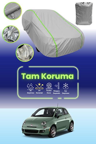 Dokaca Neo غطاء حماية للسيارة باللون الرمادي النيون قماش مجدّل فيات 500 2007 - 2015 متوافق مع غطاء حماية السيارة