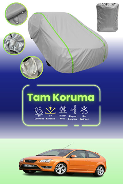 Dokaca Neo غطاء حماية للسيارة باللون الرمادي النيون قماش مجدّل فورد فوكس St 3 أبواب 2004 - 2008 متوافق مع غطاء حماية السيارة