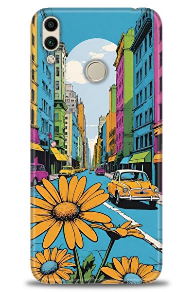 Rulet Aksesuar غطاء متوافق مع هاتف هواوي هونر 8C HD مطبوع - غطاء سيليكون مصمم...