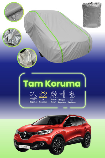 Dokaca Neo غطاء حماية للسيارة من القماش الرمادي النيون قماش مجدّل متوافق مع سيارة رينو كادجار