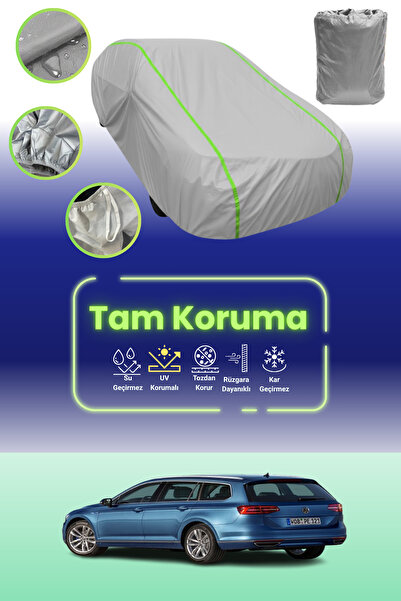 Dokaca Neo غطاء حماية للسيارة متوافق مع سيارة فولكس فاجن باسات هاتشباك قماش مجدّل باللون الرمادي النيون