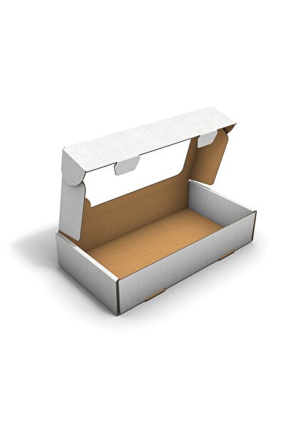 Fark Kutu Pencereli Ondüle 29x15,2x5,8 cm Beyaz Ondüle Kargo Kutusu E-Ticaret...