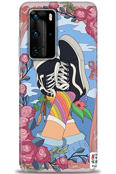 Rulet Aksesuar حافظة متوافقة مع هاتف هواوي P40 Pro HD مطبوع + واقي شاشة سيرام...