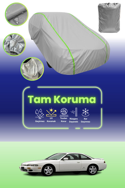 Dokaca Neo غطاء حماية للسيارة من القماش الرمادي اللامع قماش مجدّل نيسان سيلفيا متوافق مع قماش السيارة