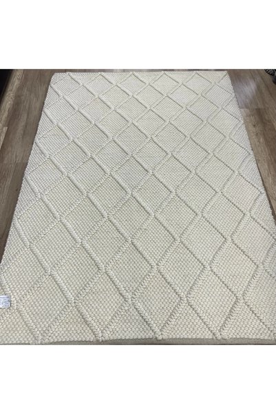 Eko Halı Jade Diamond Cream XW Naturel Kazak Örgü Desenli El Dokuma Örgü Halı