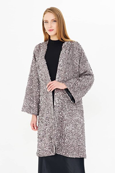 Lüks Terzi Gri Payet Abaya