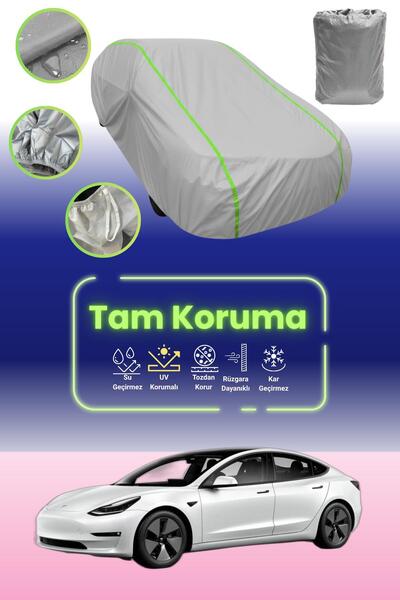 Dokaca Neo غطاء حماية للسيارة من القماش الرمادي النيون قماش مجدّل متوافق مع موديل تسلا 3