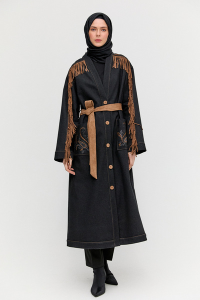 Setrms Püskül Detaylı Uzun Kap