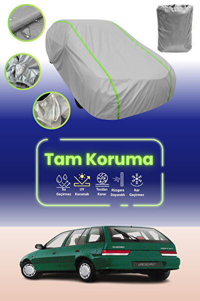 Dokaca Neo غطاء حماية للسيارة باللون الرمادي النيون قماش مجدّل سوزوكي سويفت 5 أبواب 1991 - 1996 متوافق مع غطاء حماية السيارة