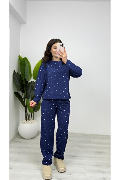 TUNAM BUTİK Pj12 Pajama Set Navy Blue