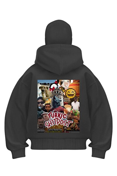 BALİNA Siyah Maskeli ''TURKIC'' Unisex Kapüşonlu Hırka